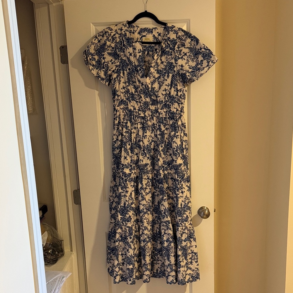Maeve Blue and White Floral Maxi Dress